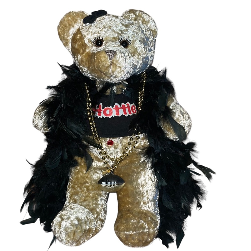 Fiesta Teddy Bear black Hottie t-shirt plush “16 Tan stuff animal toy soft bow